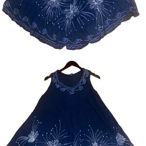 Elegant Blue Floral Dress 👗 umbrella dress